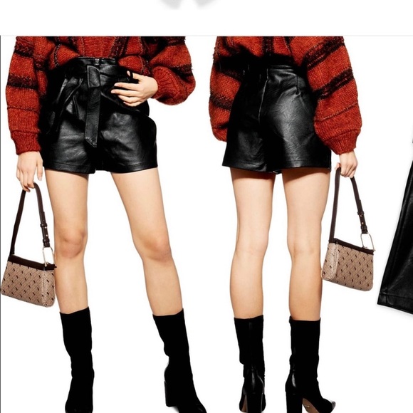 Topshop tie waist faux leather shorts size 6 - Picture 9 of 9
